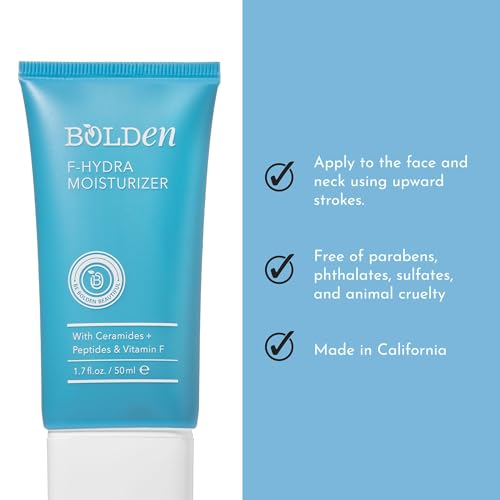 BOLDEN F-Hydra Moisturizer | Daily Face Cream to Hydrate & Moisturize Dry Skin | Made with Ceramides, Peptides, & Vitamin F | 1.7 Fl Oz (Pack of 2)