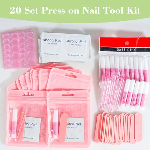 Press On Nail Prep Kit with Glue & Nail File (20pcs)