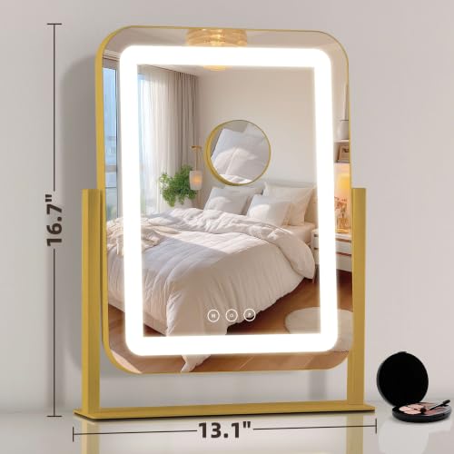 LED Vanity Mirror with Lights 13.1"x16.7" Dimmable