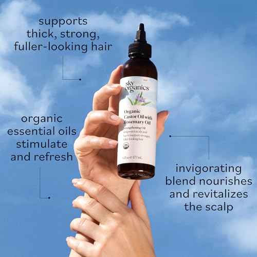 Sky Organics USDA Organic Castor Oil with Rosemary Oil, Strengthening Oil, Pure Potent Blend, Hexane Free, Invigorates Scalp, Supports Stronger, Fuller-Looking Hair, Textured Hair, w ebook