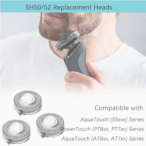 Gleway Sh50/52 Replacement Heads Compatible with Norelco Series 5000 Electric Shavers, New Upgrade Razor Replacement Blades Fit for Series 5000 S5xxx, PT8xx, PT7xx, AT8xx, AT7xx, 6Pack