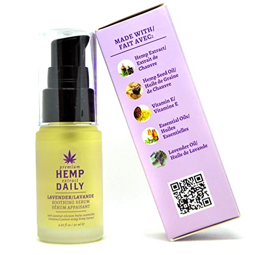 Hemp Daily Soothing Serum | Hemp Serum with Essential Oils | Vegan, Organic Ingredients | .67 Fluid Ounces (Lavender, Single)