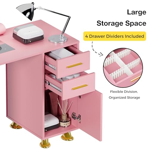 Kikihouse Manicure Table with Electric Dust Collector & Wrist Rest