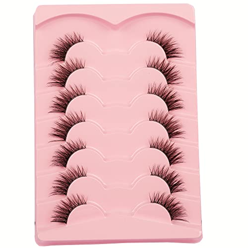 Half Lashes Cat Eye 3D Fluffy Wispy Clear Band - 7 Pairs
