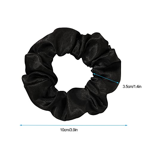 Ivyu Black Silk Satin Scrunchies - Pack of 6, 8 Pieces (2 Free) Hair