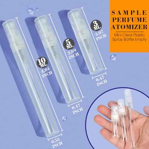 60PCS 5ml Mini Spray Bottle, Portable Clear Plastic Spray Bottle, Empty Fine Mist Refillable Perfume Atomizer, Small Sample Containers for Cleaning, Travel, Essential Oils