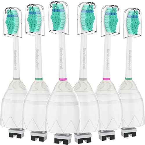 Toothbrush Replacement Heads for Philips Sonicare E-Series, Essence, Elite, Advance, CleanCare Screw-on Electric Toothbrush Heads HX7022/66, 6 Pack