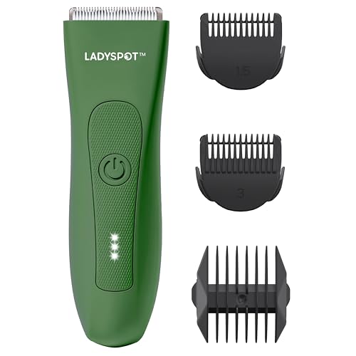 LADYSPOT¢â Pubic Groin Hair Trimmer Shaver for Women (Seafoam-Green Female-Version), Replaceable Ceramic Blade Heads, Waterproof Wet/Dry Shaver, 90 Minutes Shaving Trimmer