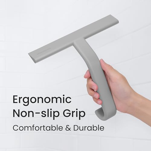 Shower Squeegee for Glass Doors - 10 Inch Silicone Streak-Free