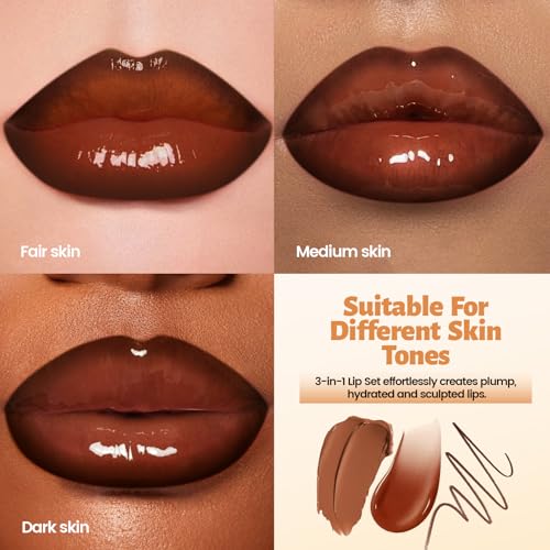 Mocha Mousse Lip Combo Set - Lip Liner, Lipstick & Gloss