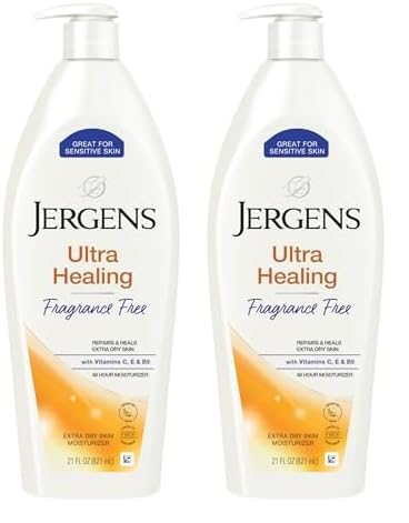 Jergens Hand and Body Lotion, Ultra Healing Dry Skin Moisturizer, Fragrance Free Lotion, Sensitive Skin Lotion, 21 Oz (Pack of 2)