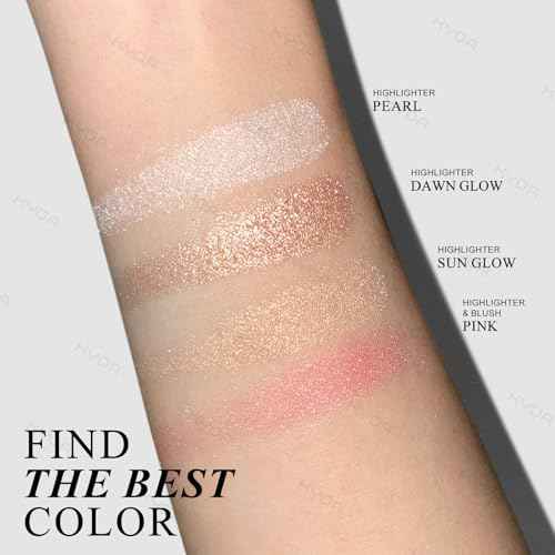 KYDA Baked Highlighter Contour Palette, Champagne Face Illuminator & Natural Matte Contour, Lasting Glow Face Sculpting Contouring Makeup, Buildable Shimmer Color, Sun Glow & Taupe