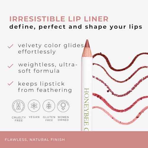 Honeybee Gardens Irresistible Lip Liner In Perfection, Mocha Rose Color, Long-Lasting, Gluten-Free, Vegan, 0.04 oz
