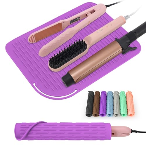 Large Silicone Heat Resistant Mat, Portable Travel Hot Hair Tools Holder Pad for Curling Iron, Flat Iron, Hair Straightener and Other Styling Tools(12.0" x 9.0")