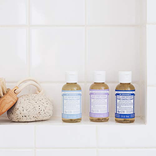 Dr. Bronner's - Pure-Castile Liquid Soap (Lavender, 2 ounce) - Made with Organic Oils, 18-in-1 Uses: Face, Body, Hair, Laundry, Pets and Dishes, Concentrated, Vegan, Non-GMO