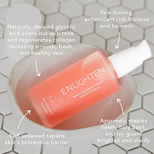 M.S Skincare Enlighten Retexturing Glycolic Treatment, Vegan Skincare, 2 fl oz Glass Bottle