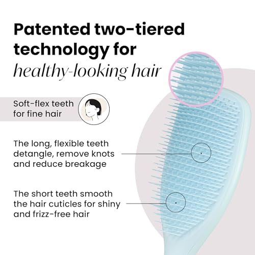 Tangle Teezer Fine & Fragile Detangler Hairbrush Duo, Eliminates Knots & Reduces Breakage, Large & Travel-Size, Blue & Mint