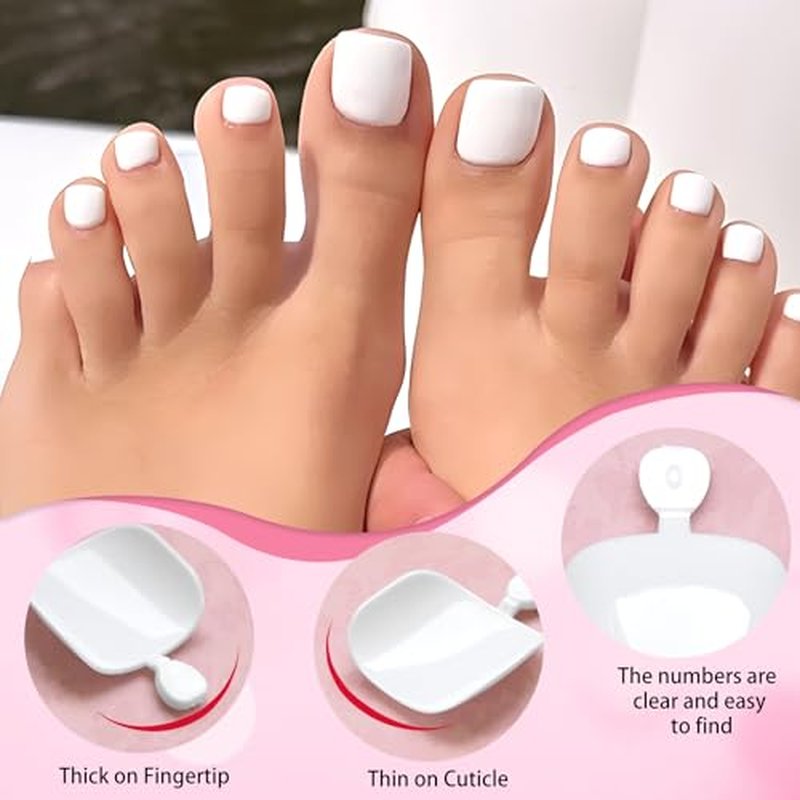 LoveOurHome 120pc White Press On Toenails Short Square