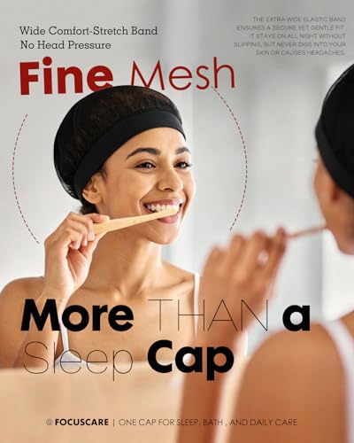 Black Hair Net with Wide Elastic Band for Sleeping