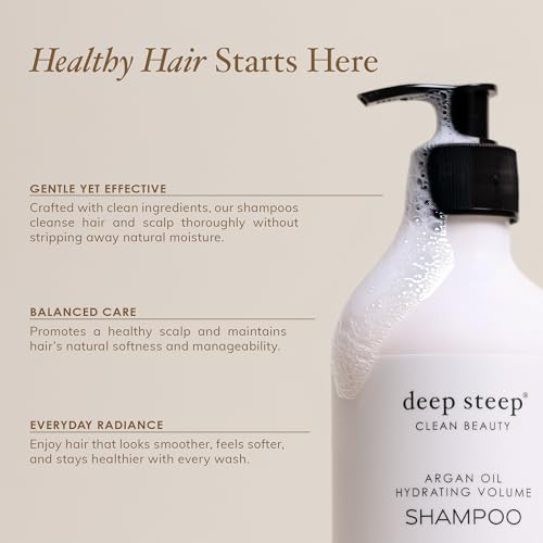 Deep Steep Argan Oil Hydrating Volume Shampoo, 17 oz ? Volumizing Shampoo with Argan Oil, Aloe, Marula Oil & Rice Protein ? Sulfate-Free, Vegan, Clean Beauty Hair Care, Full Hydration