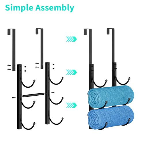 HapiRm 3-Tier Over Door Towel Rack - Space Saving Bathroom Organizer