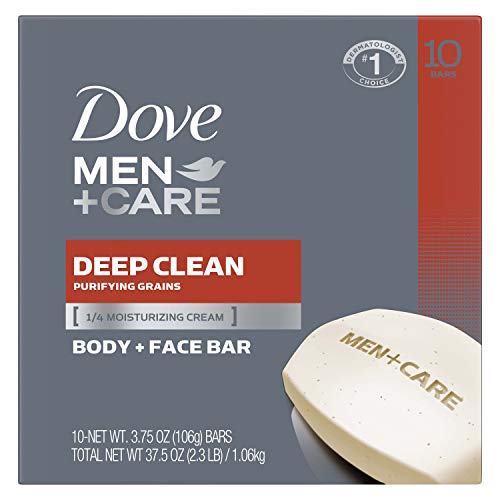 Dove Men+Care Men's Bar Soap More Moisturizing Than Bar Soap Deep Clean Soap Bar that Effectively Washes Away Bacteria, Nourishes Your Skin 3.75 oz 10 Bars