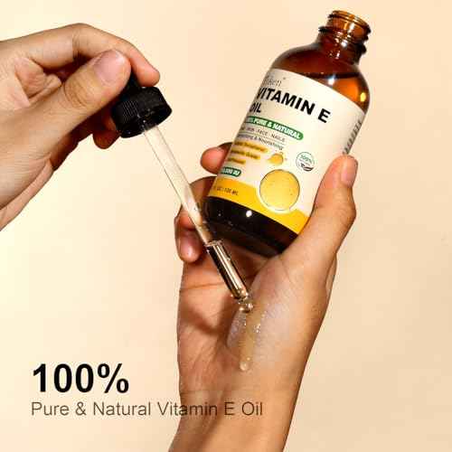 Vitamin E Oil 4 Fl Oz Organic Vitamin E oil for Skin 30,000 IU Vitamine oils for Scars Hair, Face, Nail, Scalp Perfect Bath and Body Oil, Cold Pressed Hexane Free Non-GMO Gluten Free Formula