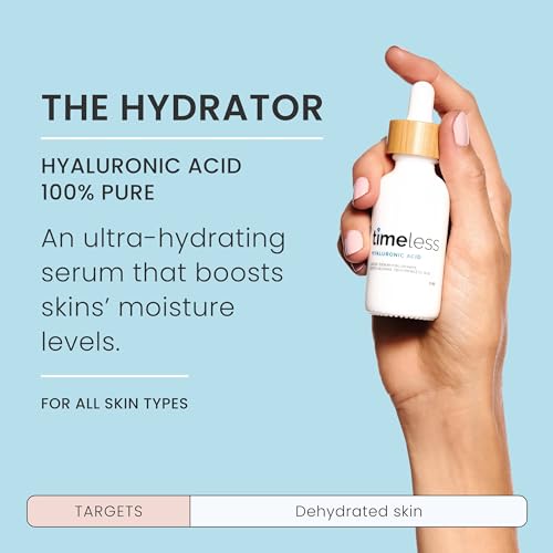 Timeless Skin Care Hyaluronic Acid 100% Pure Serum - Hydrating Face Serum for Personal Care - Fragrance-Free Hyaluronic Acid Serum for Skin Care - 1 oz