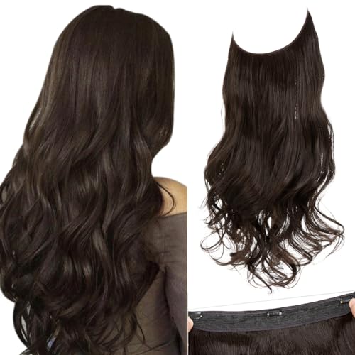 SARLA Invisible Wire Hair Extensions 14 Inch Dark Brown