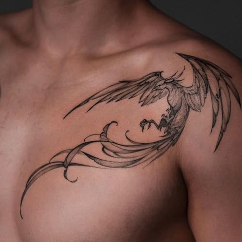 Geometric Orbit Phoenix Temporary Tattoo - 2 Sheets, Waterproof