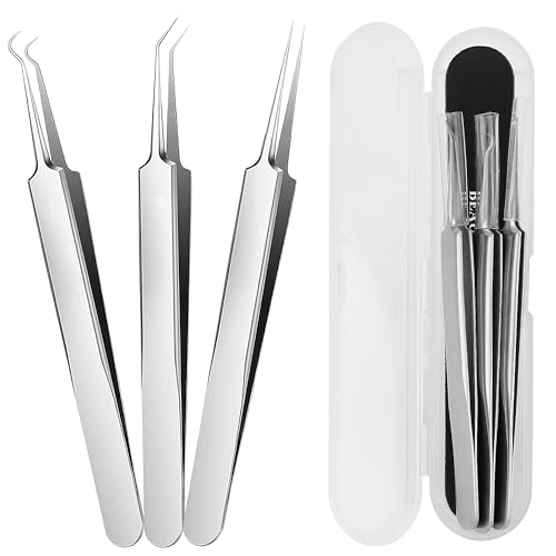 Blackhead Tweezers Set - 3 Pimple Extractor Tools Kit for Acne Blackheads - Variation of THIS listing 1 Pack of 3