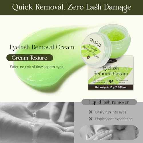 CALAILIS Lash Remover for Lash Extensions Low Irritation Eyelash Extension Remover for Sensitive Skin Quick Dissolves Lash Extension Remover Kit for Professional or Salon Use (10g, Aloe)