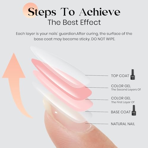 MIZHSE 2 Pcs Gel Base and No Wipe Top Coat Set for Long-Lasting Shine