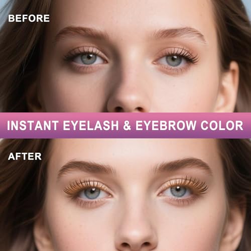 Eyelash & Eyebrow Color Kit, Professional Instant Lash & Brow Color Kit, Easy to Use with Natural Results, DIY Hair Coloring Eye Brow & Eye Lash Set for Beginner Salon Beauty 7ml Light Brown