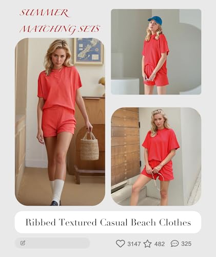 Women’s 2-Piece Short Set with Vertical Stripes Summer Casual Outfits