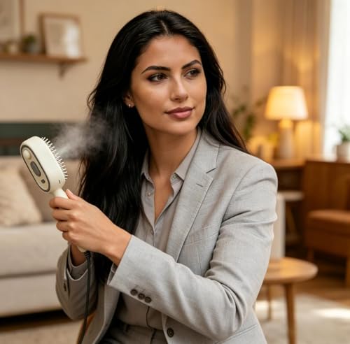 Electric Steam Detangling Brush with Misting Spray - Rechargeable & Self-Cleaning