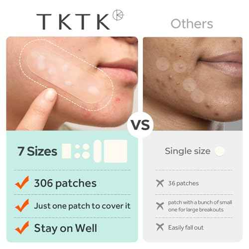 Large Pimple Patches for Face, 7 Sizes Big Acne Patches, XL Hydrocolloid Bandages for Body, Chin, Forehead, Nose, Back Blemish Zit Breakouts, Hydrocolloid Patch (Square, Strip, Dot 306 Count)