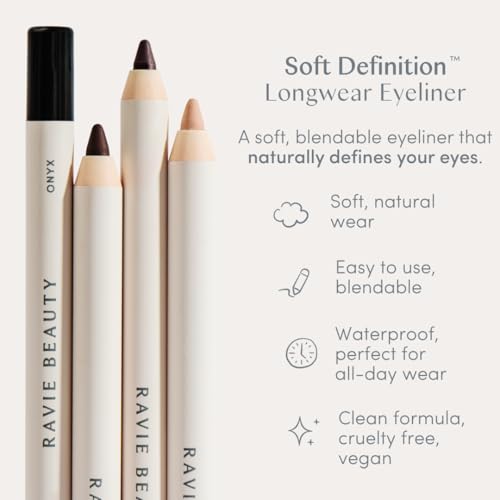 Ravie Beauty Soft Definition Longwear Eyeliner Pencil UMBER Soft Blendable Waterproof Smudge Resistant Natural Everyday Eye Liner Vegan Cruelty Free Clean Formula