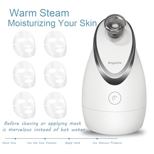 Kingsmile Facial Steamer, 2 in 1 Face Steamer for Facial,Compact Nano Steamer with Aromatherapy,Face Humidifier - Adjustable Nozzle, Warm Powerful Steam for Home SPA,Cleanses and Moisturizes,Sinuses