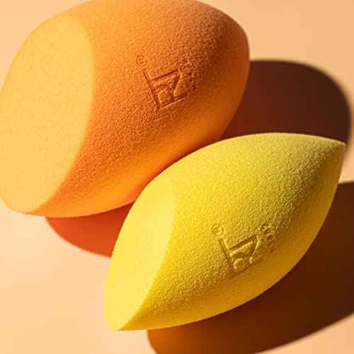 Real Techniques Miracle Complexion Sponge + Concealer Sponge Duo, Makeup Blending Sponges For Foundation & Concealer, Offers Light To Medium Coverage, Natural, Dewy Makeup, Latex-Free Foam 2 Count