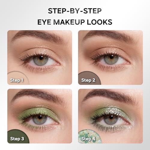 Color Nymph Olive Green Eyeshadow Palette with Matte & Holographic Finishes