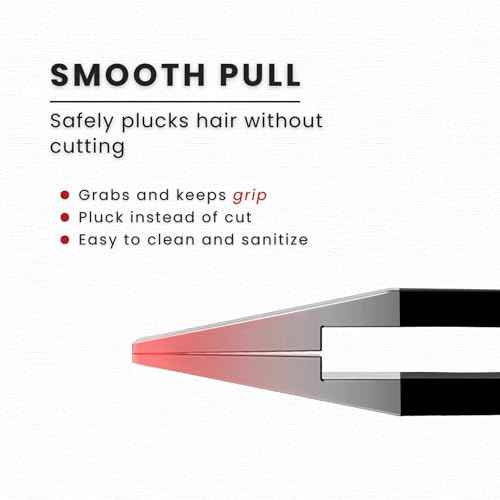 Eyebrow Tweezers Women Facial Hair, Stainless Steel Facial Hair Removal Precision Tweezer for Men & Women in Black, Slanted Tip Eyebrow Plucker for Easy Plucking, Professional Tweezers by AURAY (2)