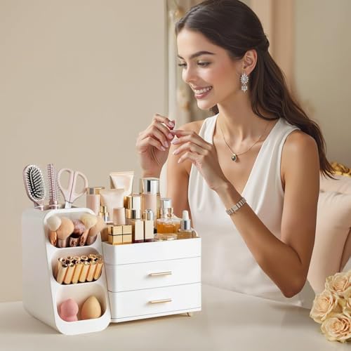 HBlife Makeup Organizer with Brush Holder & Drawers