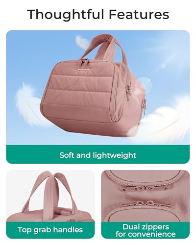 BAGSMART Large Travel Toiletry Bag for Women - Lightweight & Organized, Dark Pink