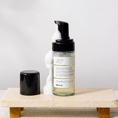 Davines Liquid Spell Reinforcing Bodifying Fluid, Liquid-to-Foam Volumizing Treatment for Fine or Sensitized Hair - Thickens & Strengthens Structure with Heat Protection - Weightless, 4.23 Fl Oz