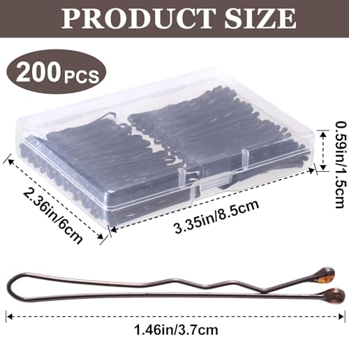 200 Pcs Mini Brown Hair Bobby Pins - Sturdy Wavy Hair Clips