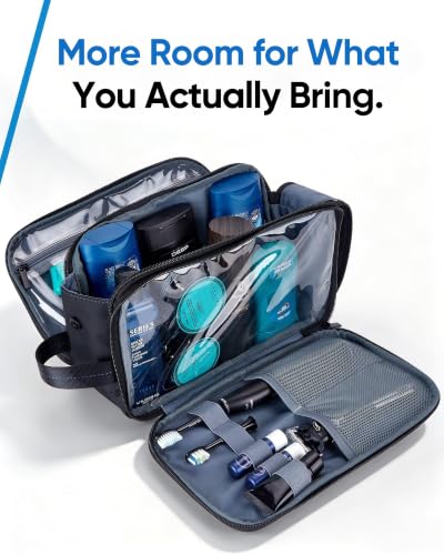 ZEEMO Black Medium Travel Toiletry Bag for Men with Dual Compartments