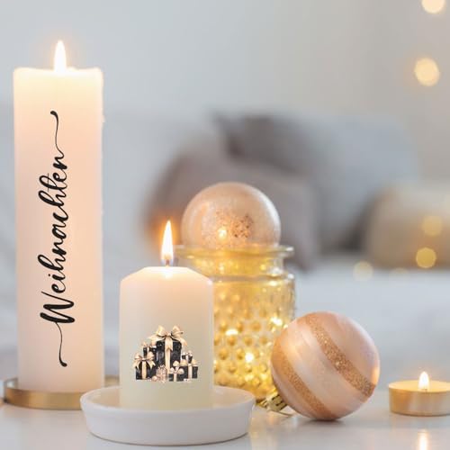 Christmas Candle Stickers, 6 Sheets Water Transfer Decals