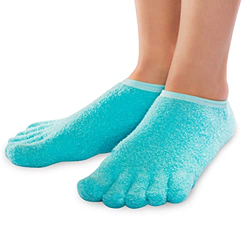 NatraCure 5-Toe Gel Lined Moisturizing Socks for Dry Feet & Heels - Large