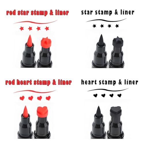Linble Stamp Eyeliner Set - 2-in-1 Red & Black Liquid Eye Pens